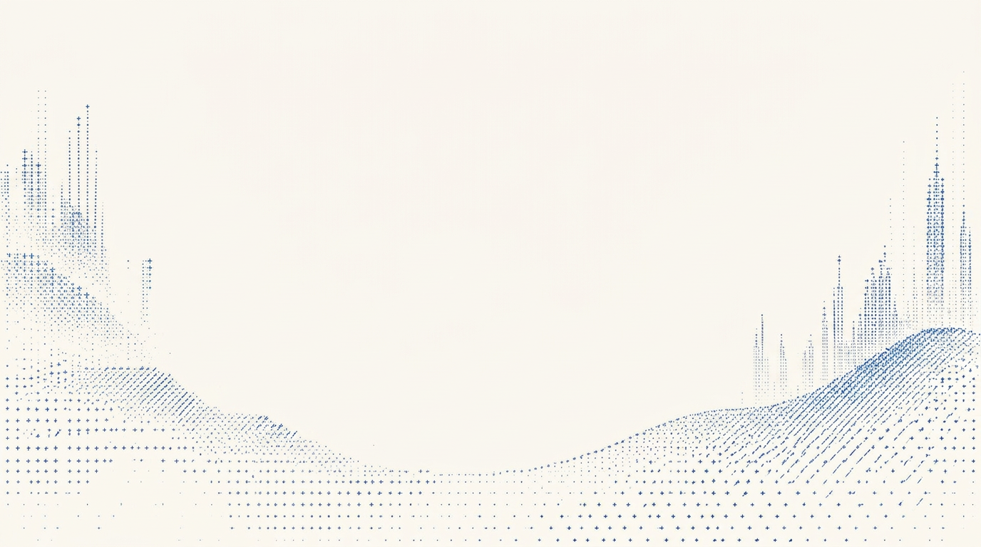 Abstract cobalt dither landscape rising around the founder leaderboard